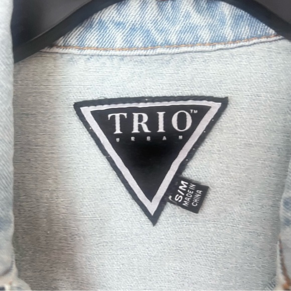 Trio Urban Women’s Mona Lisa Denim Jacket Size Small black ®️ - Picture 4 of 8